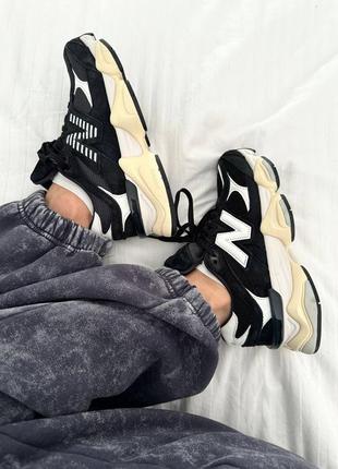 Круті жіночі кросівки new balance 9060 black & white premium чорно-білі унісекс 36-44 р8 фото