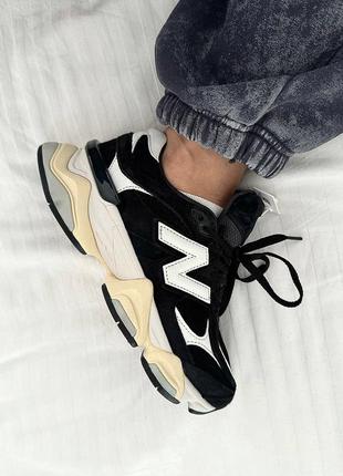 Круті жіночі кросівки new balance 9060 black & white premium чорно-білі унісекс 36-44 р