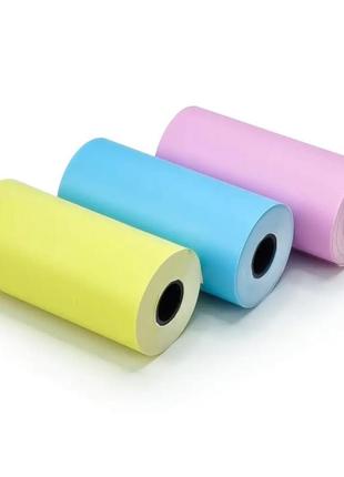 Набор разноцветной бумаги для мобильного термопринтера mini printer 3шт цветной3 фото