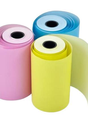 Набір різнокольорового паперу для мобільного термопринтера mini printer 3шт кольоровий1 фото