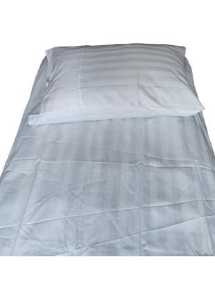 Простирадло сатин страйп 180×215 двоспальна біла