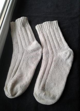 Носки вязаные белые ручная работа 39-40 р-р унисекс