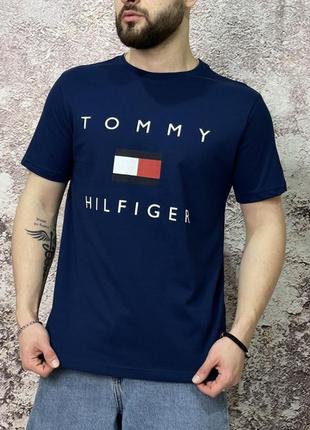 Футболка tommy hilfiger синя (вел. лого)