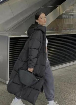 Довгий пуховик zara із захистом від вітру та дощу