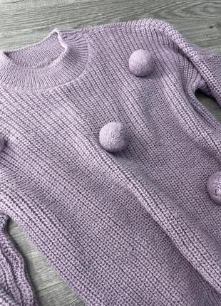 Свитер вязаный лиловый лаванда сиреневый свитер2 фото