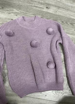 Свитер вязаный лиловый лаванда сиреневый свитер3 фото