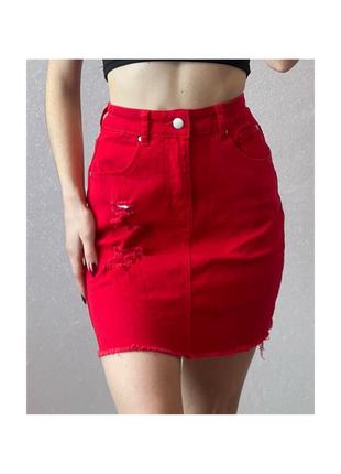 Актуальная джинсовая юбка мини, яркая, стильная, модная, трендовая3 фото