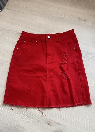 Актуальная джинсовая юбка мини, яркая, стильная, модная, трендовая4 фото