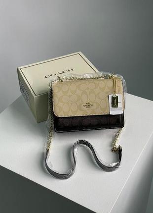 Сумка coach mini klare crossbody in signature Ccv beige/brown