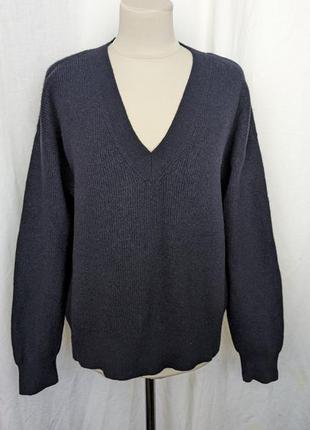 Шерстяной синий пуловер h&amp;m
