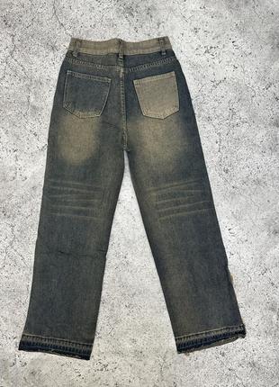 Потертые джинсы y2k на высокой посадке9 фото