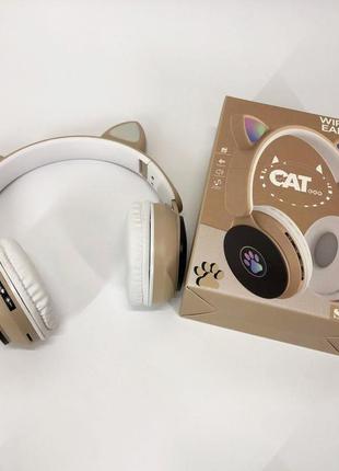 Бездротові навушники st77 led з котячими вушками, що світяться. колір: золотий6 фото