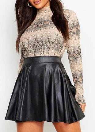 🧁 нова шкіряна міні спідниця сонце коротка спідниця influence 12/l