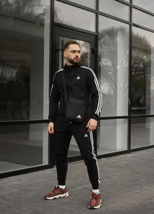Костюм adidas чорний + барсетка у подарунок