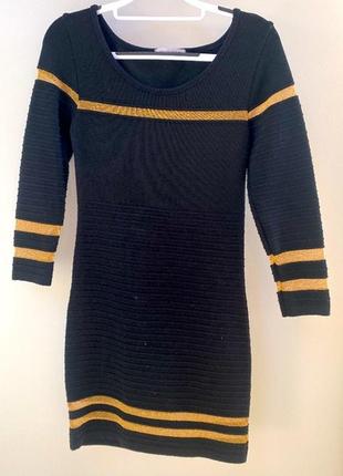 Черно-золотое трикотажное облегающее платье коллекция hera s синее