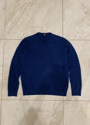 Кашеміровий светр uniqlo 100% кашемір синій джемпер