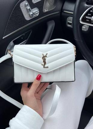 Сумочка yves saint laurent kate box white/gold3 фото