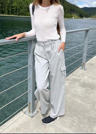 Брюки палаццо карго с карманами