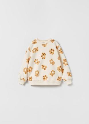 Свитшот кофта светер zara 3-4 года 104см bear sweatshirt с мишками