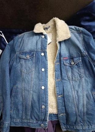 Джинсовая курточка шерпа6 фото