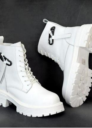 Снижка!!!белые женские ботинки из натуральной кожи3 фото