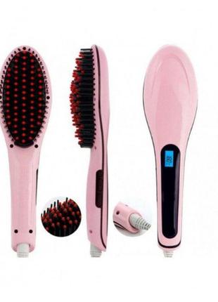 Гребінець випрямляч fast hair straightener. колір рожевий