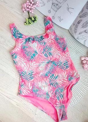 Крутий красивий купальник на 8-9 років рожевий бірюзовий відрядний