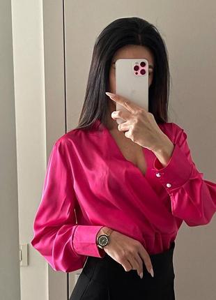 Блуза шовкова малинова3 фото