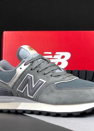 Мужские очень легкие стильные демисезонные кроссовки new balance 574 серые, натуральный замш