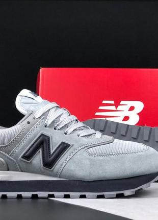 Мужские очень легкие стильные демисезонные кроссовки new balance 574 серые, натуральный замш2 фото