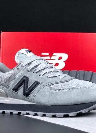 Чоловічі дуже легкі стильні демісезонні кросівки new balance 574 сірі, натуральний замш