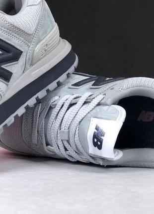 Мужские очень легкие стильные демисезонные кроссовки new balance 574 серые, натуральный замш7 фото