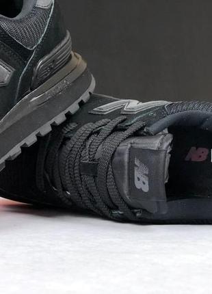 Мужские очень легкие стильные демисезонные кроссовки new balance 574 черные, натуральный замш6 фото