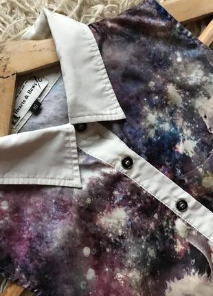 Блуза космос,легкая блуза с воротником2 фото