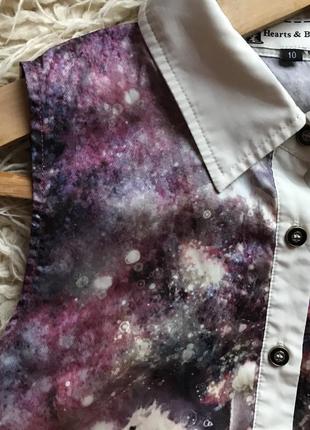 Блуза космос,легкая блуза с воротником3 фото