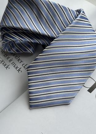 Чоловіча шовкова краватка jeff banks mens 100 % silk tie necktie blue and white stripes