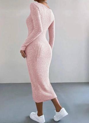 Женское трикотажное платье пудрового цвета длинное, размер 42-46р!!2 фото
