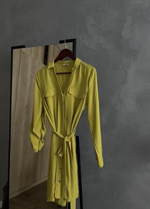 Сукня-рубашка бренду river island яскраво-жовтого кольору