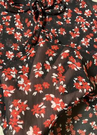 Черная блузка прозрачная в красный цветочек x-xl6 фото