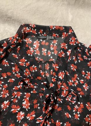 Черная блузка прозрачная в красный цветочек x-xl2 фото