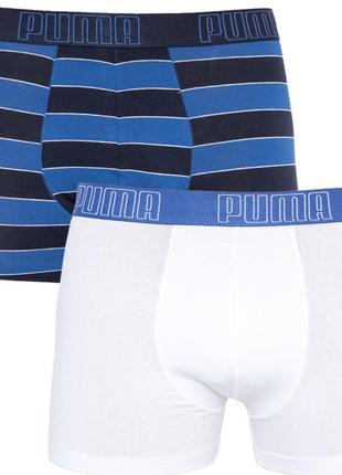 Труси-боксери puma yd bold stripe boxer 2p синій, чорний, білий чол s