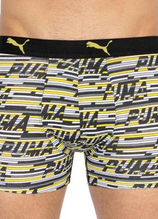 Труси-боксери puma logo aop boxer 2p сірий, жовтий чол l2 фото