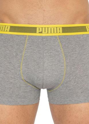 Труси-шорти puma worldhood stripe trunk 2p білий, сірий, чорний, жовтий чол l4 фото