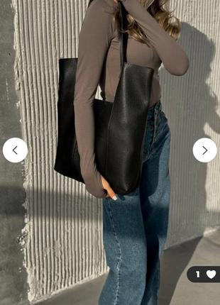 Сумка-шоппер с косметичкой черная