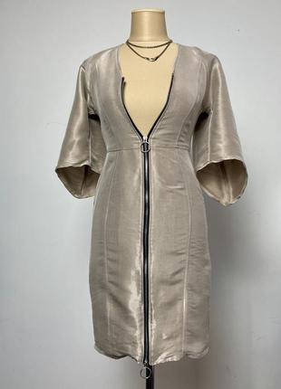 Дизайнерское платье трендовая ткань ручная работа в стиле dior цвет шампань2 фото