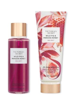 Набор victoria secret wild fig &amp; manuka honey спрей 250 мл + лосьон 236 мл.