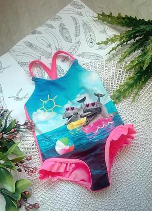 Яскравий купальник з дельфінами фірмовий на 12-18 міс 1 - 1,5 року debenhams