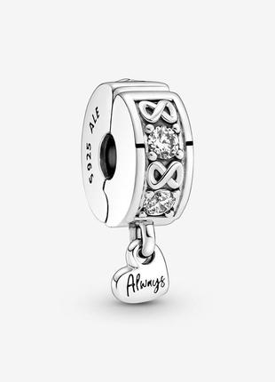 Серебряная бусина-клипса pandora семья выше всего