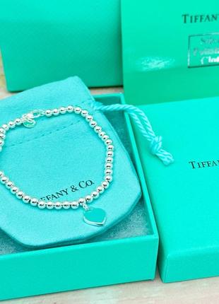 Серебряный браслет tiffany &amp; co с мятным сердцем 16, 17, 18, 19 20 серебро проба 9253 фото