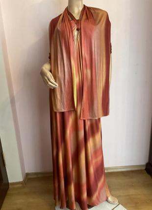 Длинное нарядное платье с шарфом/xxl / brend fachion new york